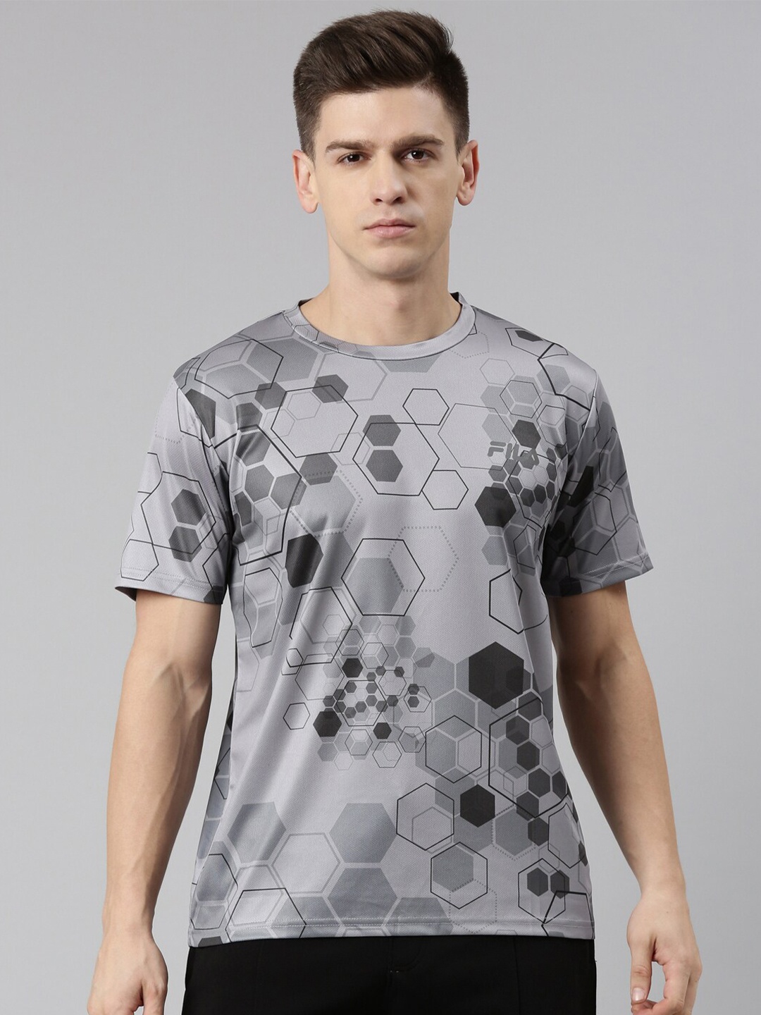 

FILA Men Grey Geometric Printed T-shirt