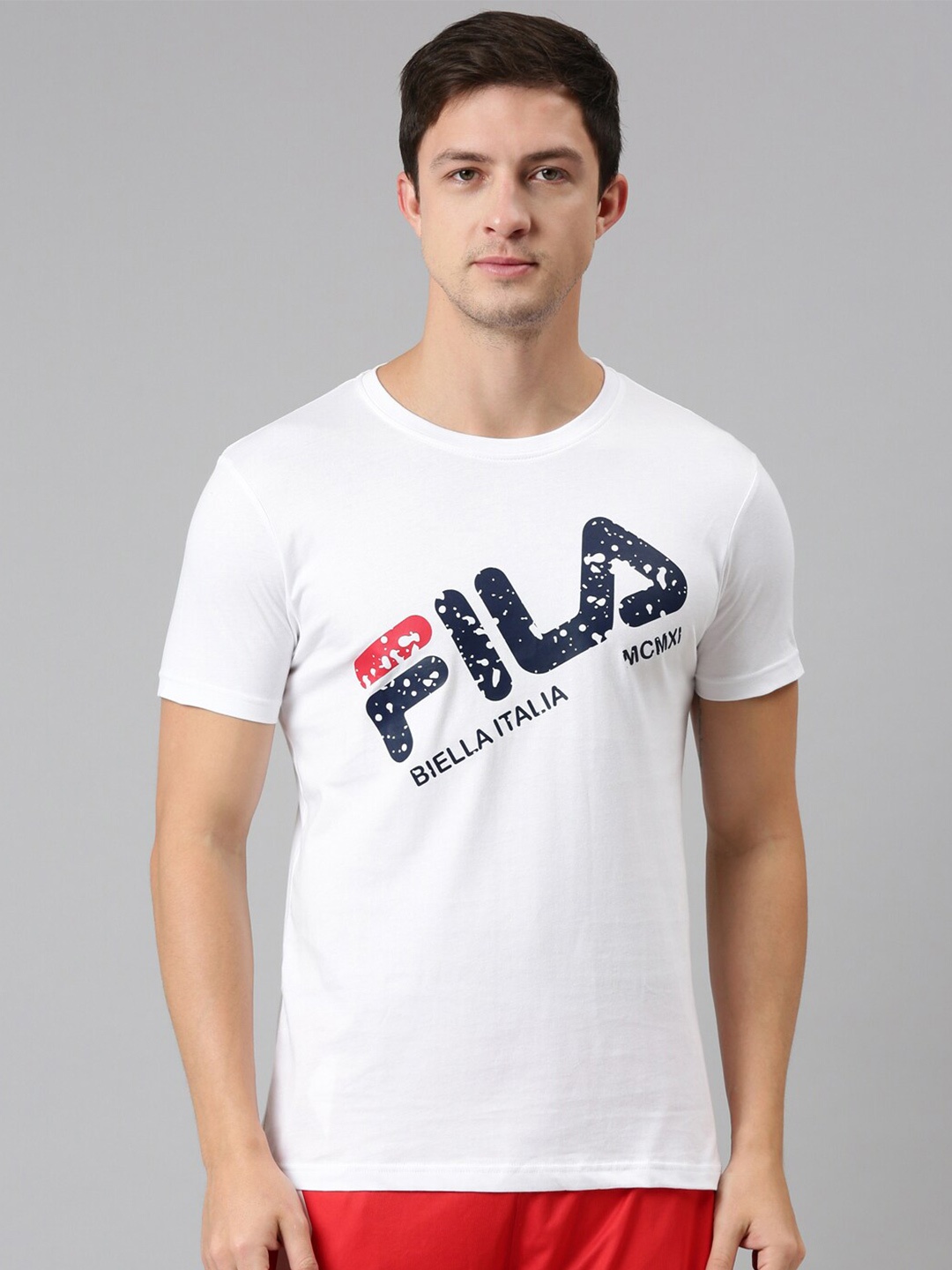 

FILA Men White Typography Printed Organic Cotton T-shirt