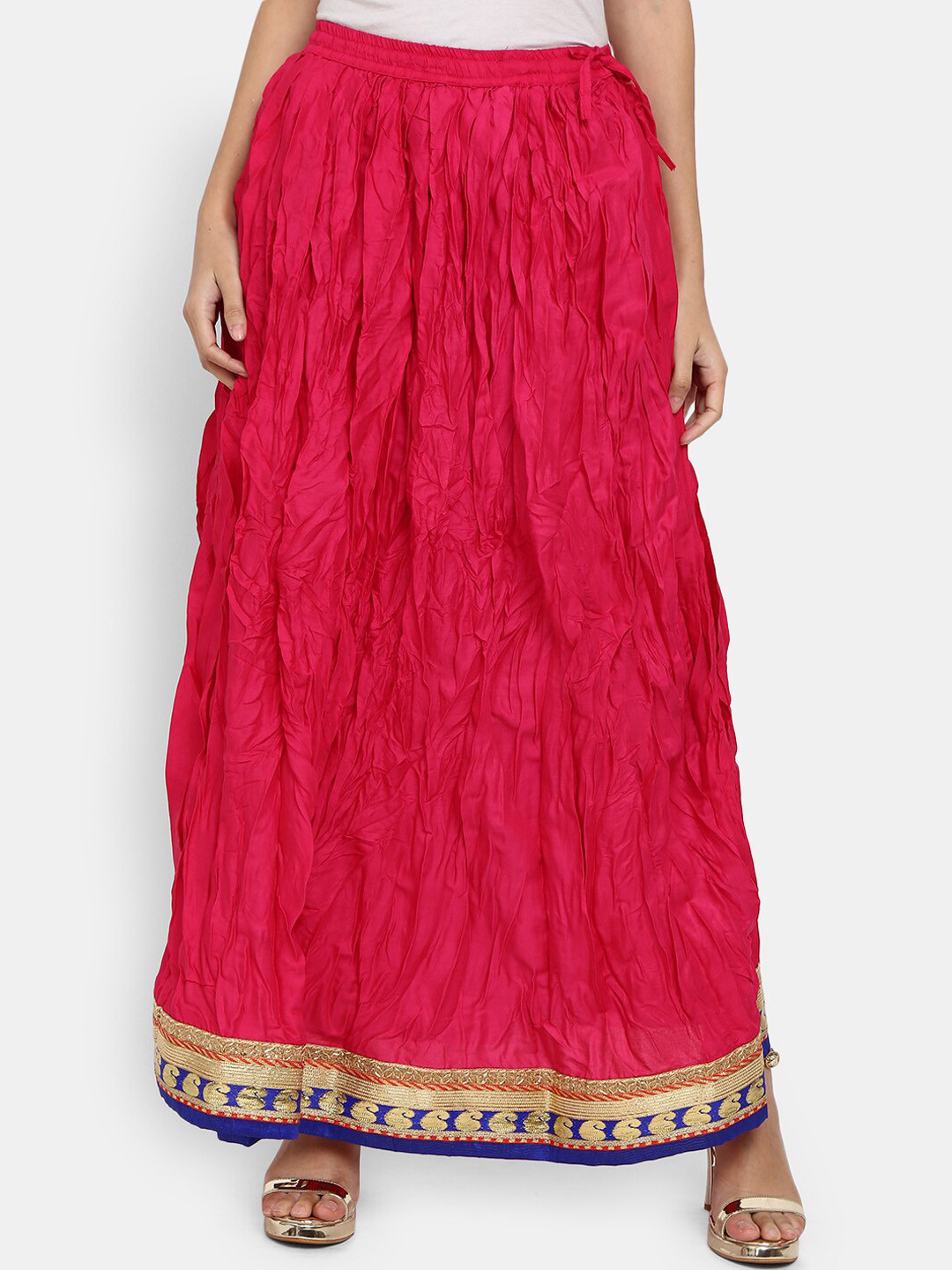 

V-Mart Women Red Solid Maxi Flared Skirt