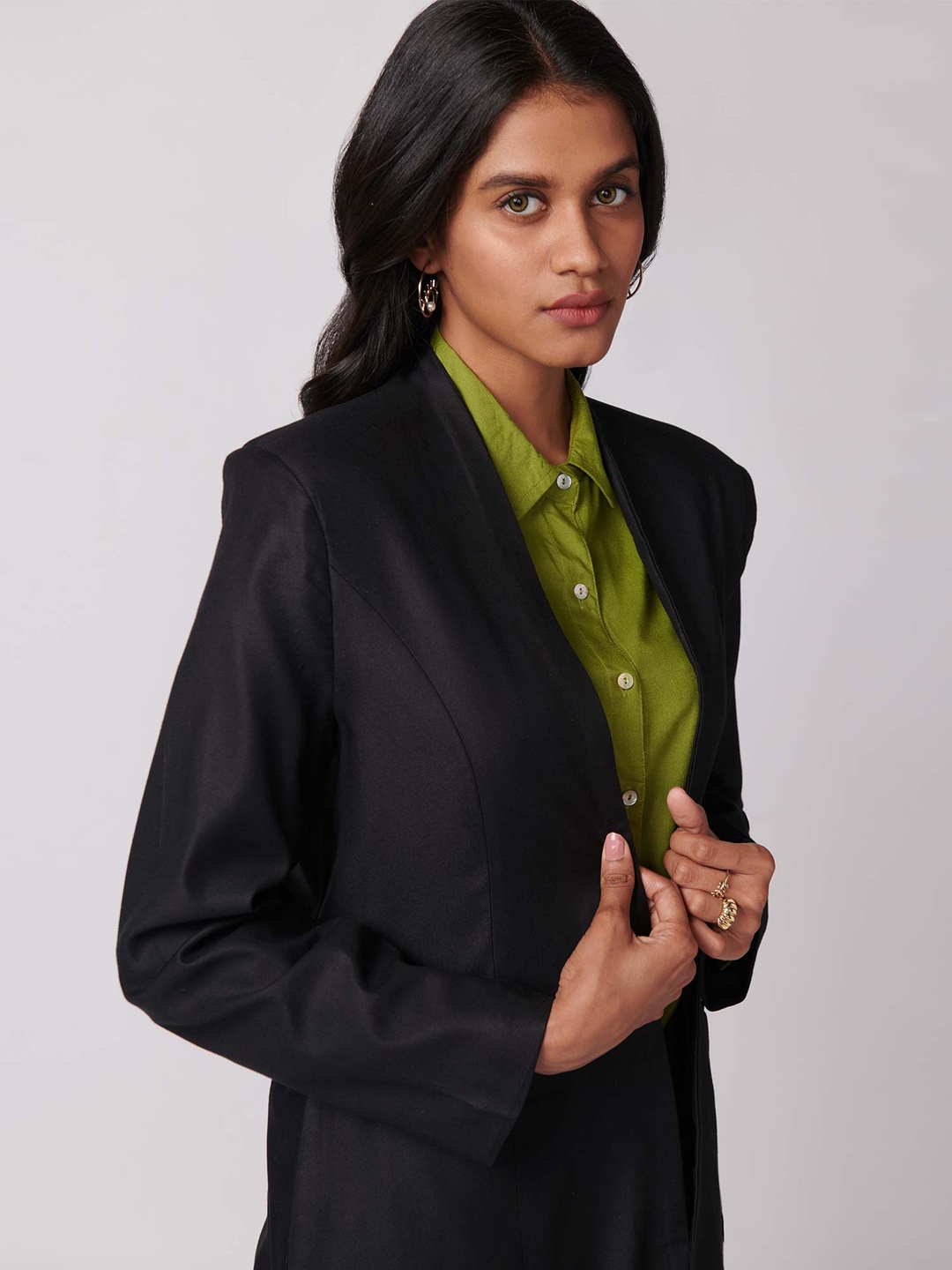 

NOT SO PINK Women Black Solid Blazers