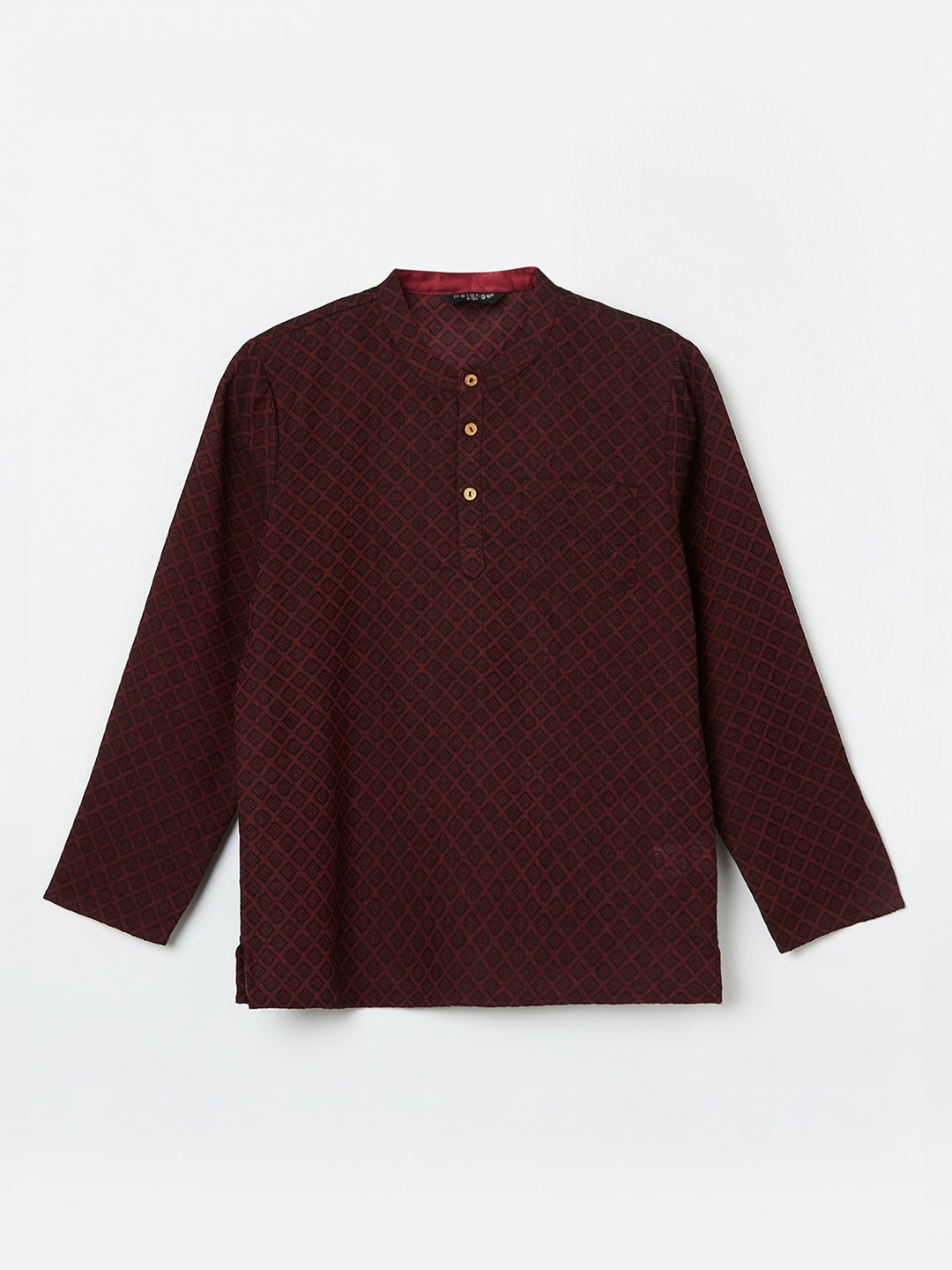 

Melange by Lifestyle Boys Maroon Ethnic Motifs Printed Cotton Kurta