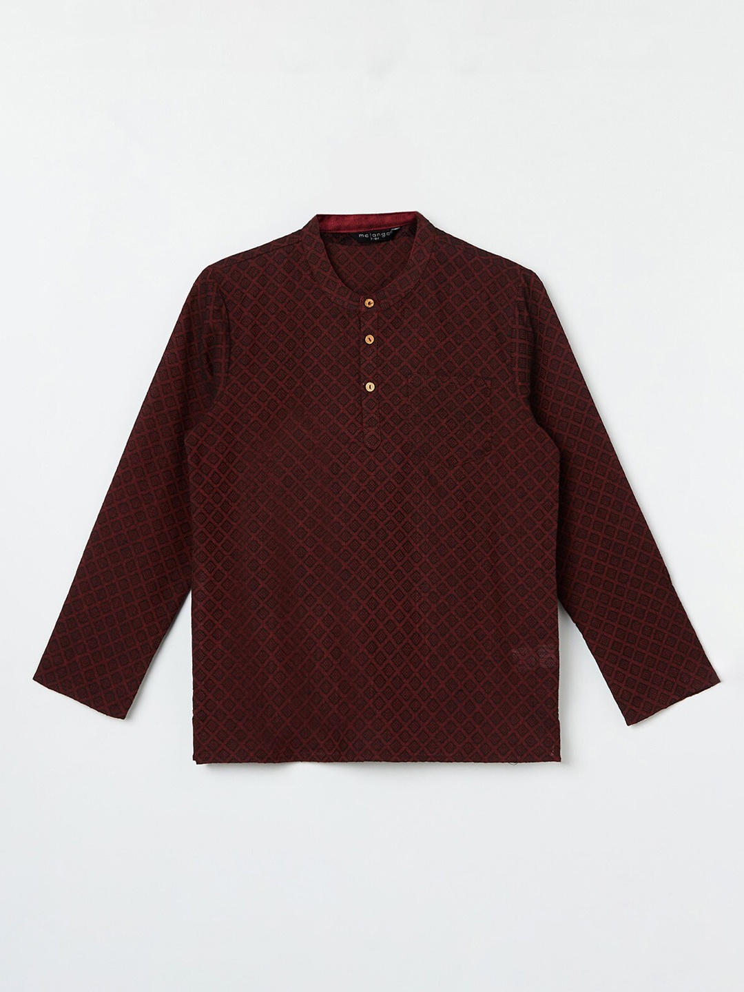 

Melange by Lifestyle Boys Maroon Geometric Printed Cotton Kurta