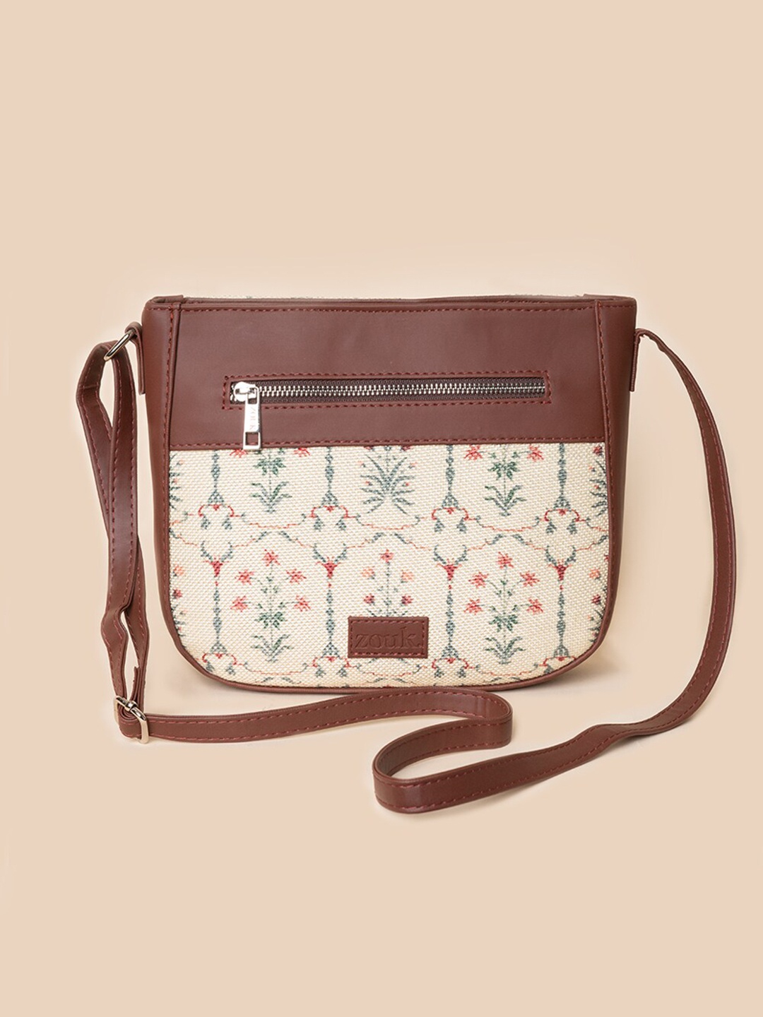 

ZOUK Women Off White Ethnic Motifs Printed Structured Sling Bag