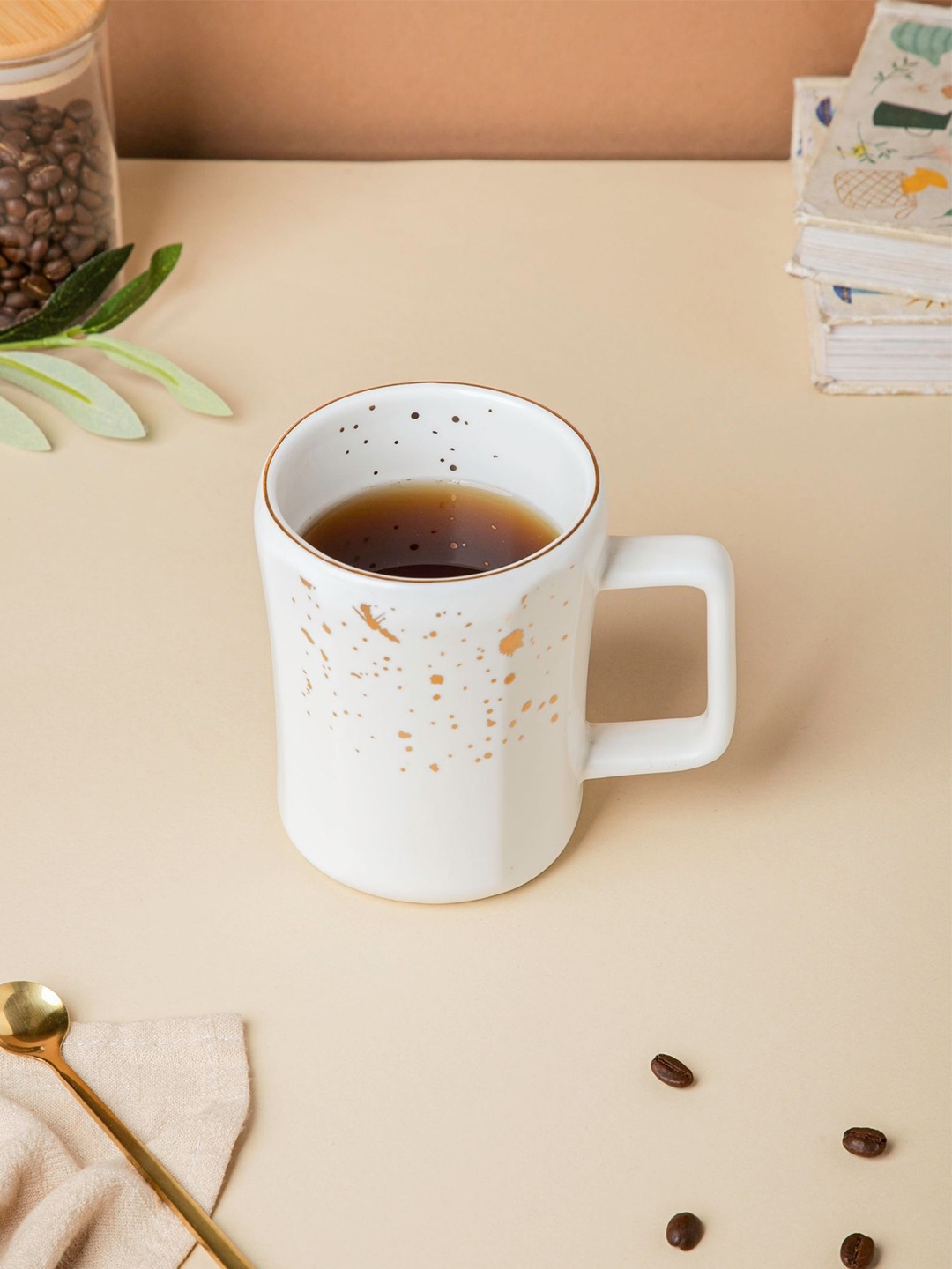 

Nestasia White & Beige Printed Ceramic Matte Mug