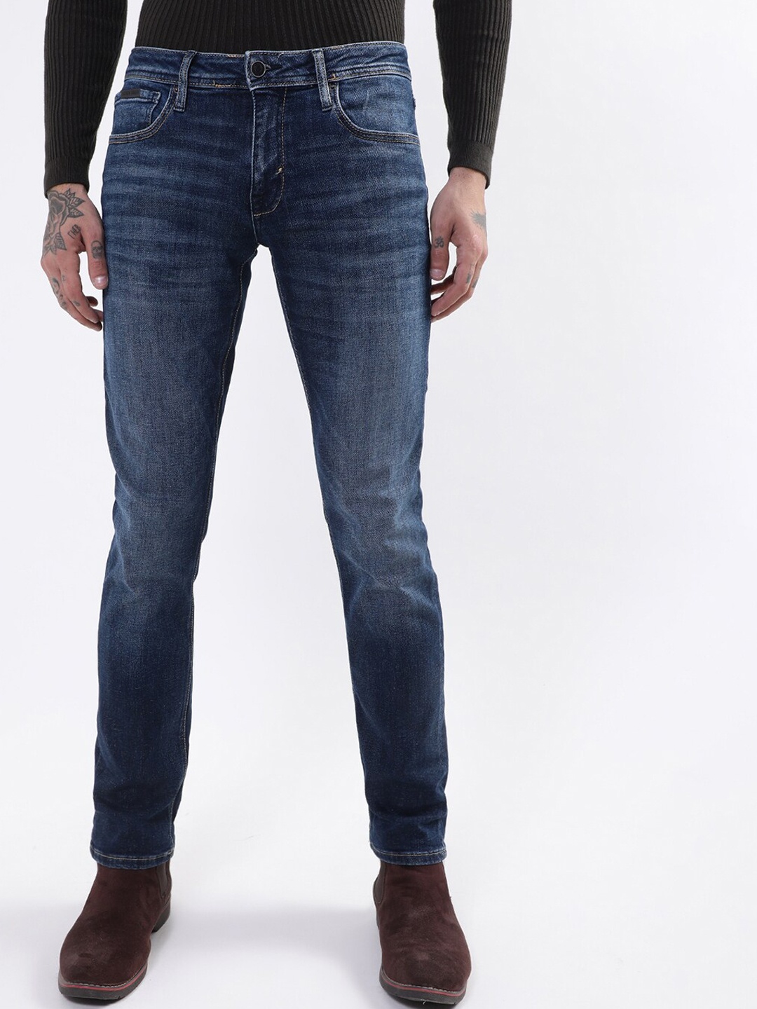 

Antony Morato Men Navy Blue Slim Fit Light Fade Stretchable Cotton Jeans