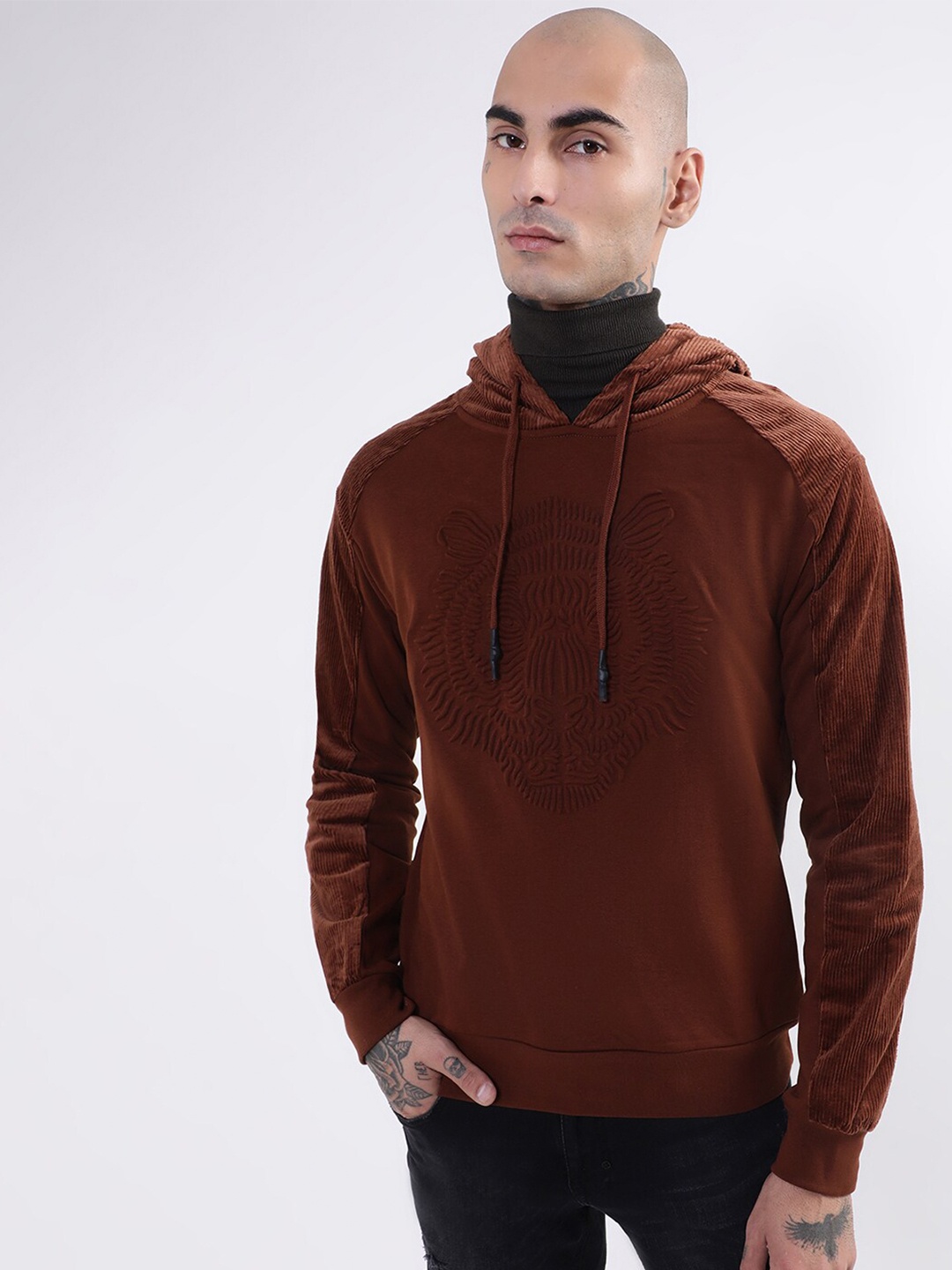 

Antony Morato Men Rust Brown Hooded Sweatshirt
