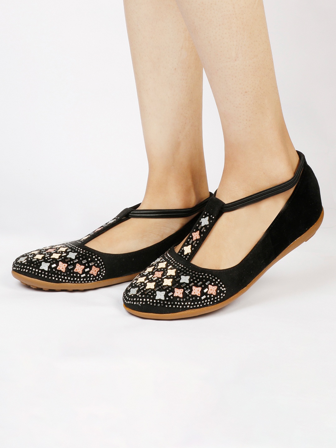 

XE Looks Women Black Embellished Ballerinas Flats