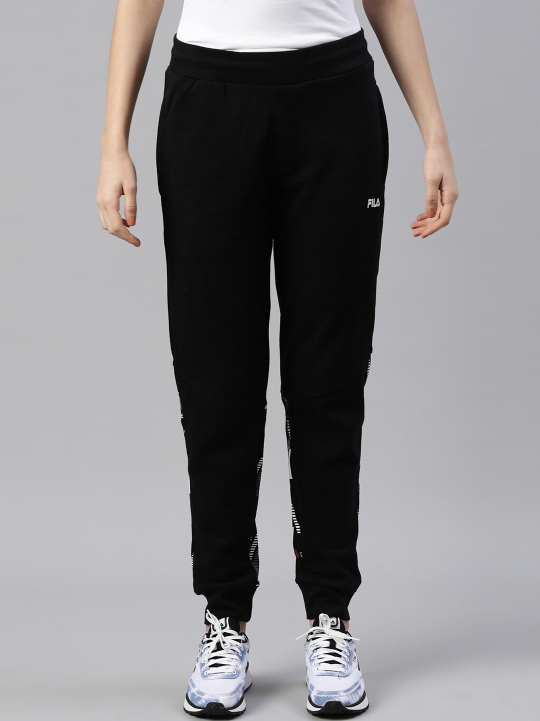 

FILA Women Black Printed Cotton Sports Joggers
