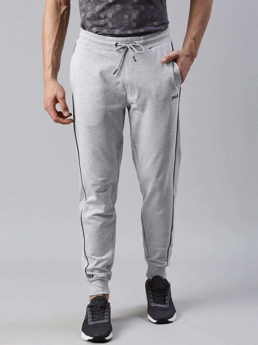 

FILA Men Grey Solid Cotton Sports Jogger