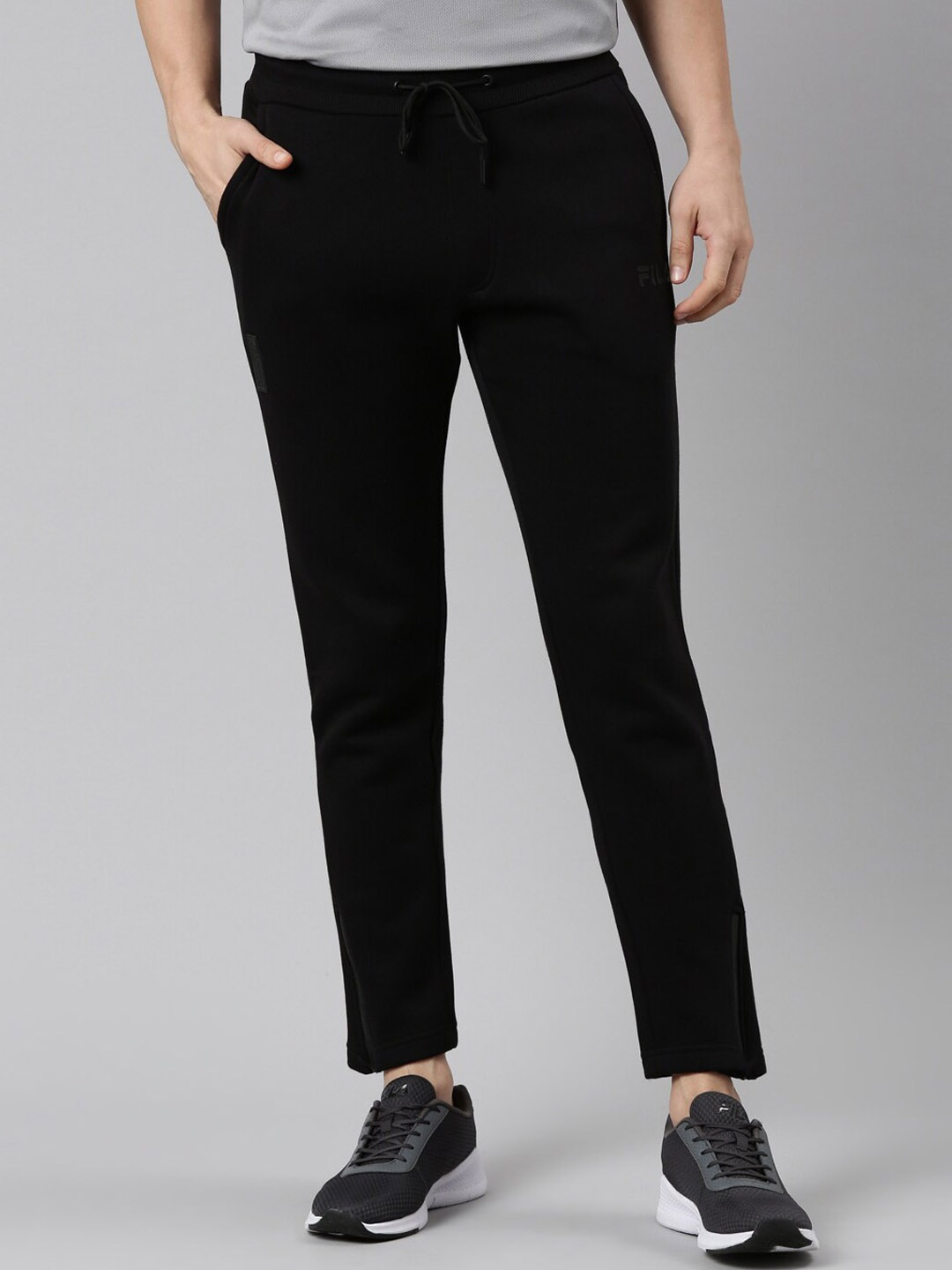 

FILA Men Black Solid Cotton Sports Track Pants