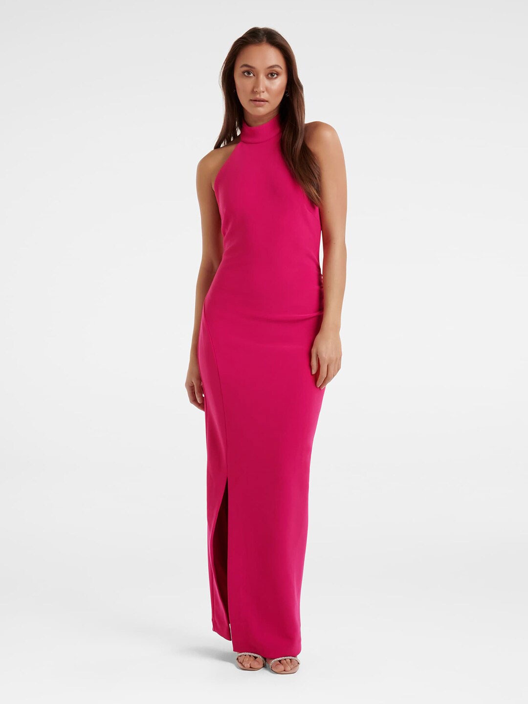 

Forever New Pink Halter Neck Maxi Maxi Dress