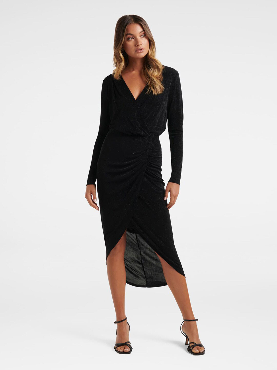 

Forever New Black Solid Tulip Midi Dress
