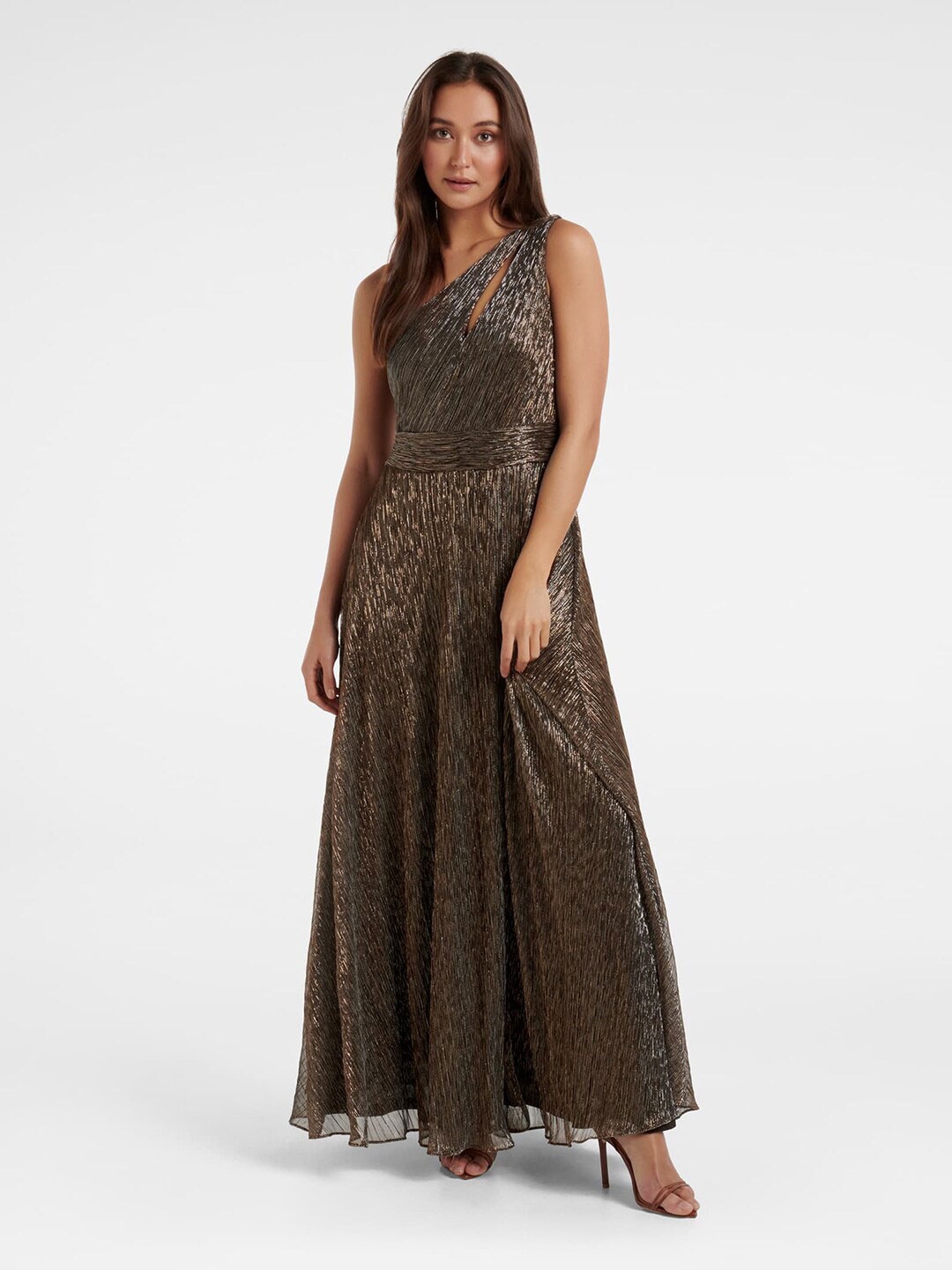 

Forever New Bronze-Toned Animal One Shoulder Maxi Dress