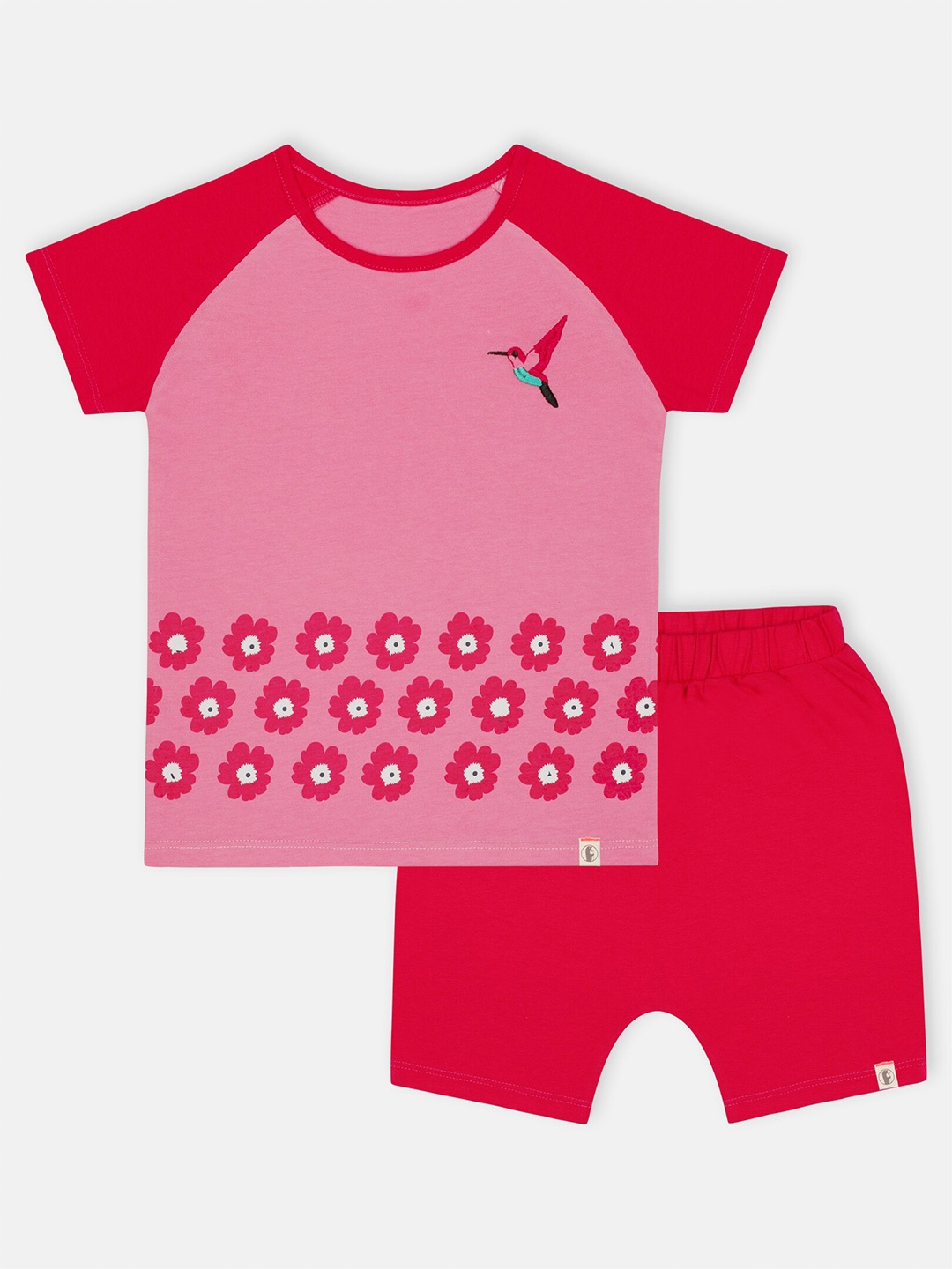 

Babysafe Boys Pink & Red Printed Pure Cotton T-shirt with Shorts