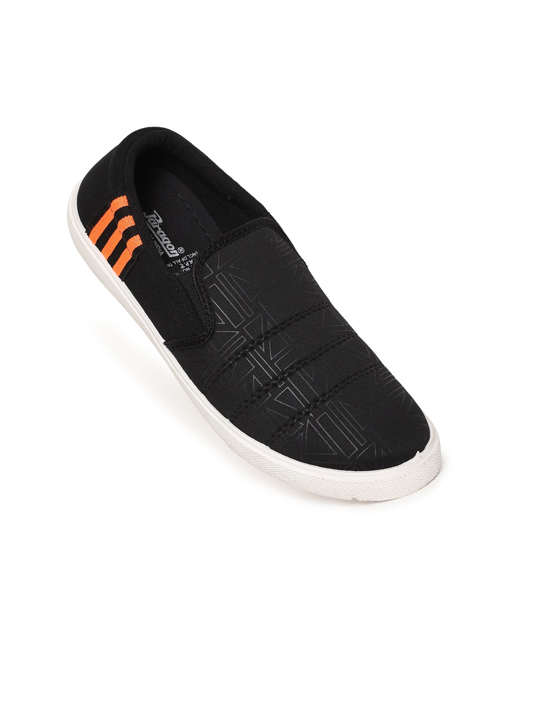 

Paragon Men Black Printed Slip-On Sneakers
