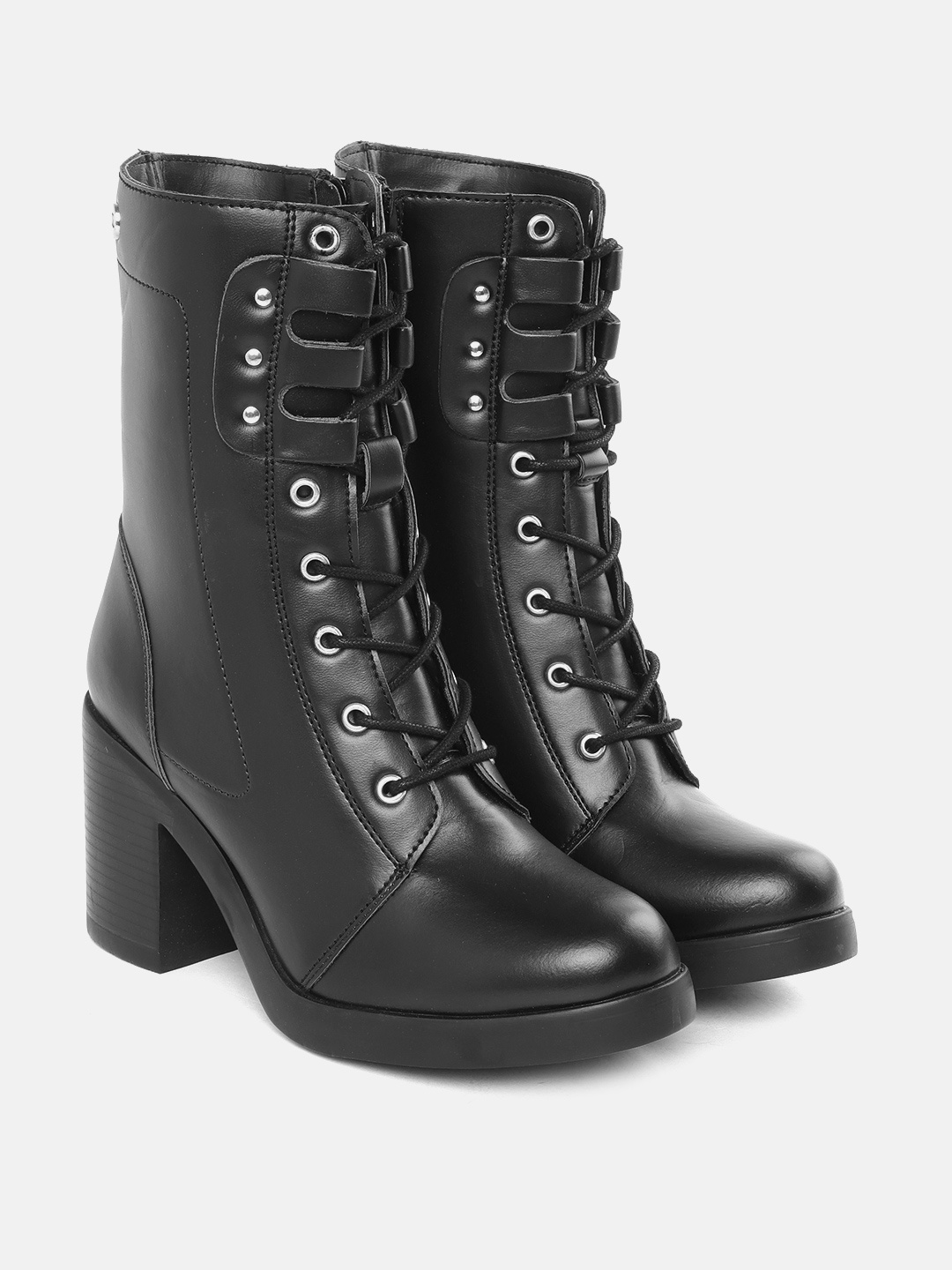 

Carlton London Women Black Solid Mid-Top Regular Boots