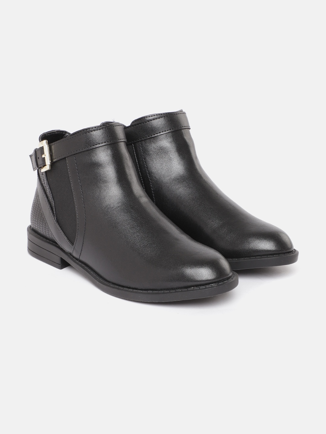 

Carlton London Women Black Solid Mid-Top Chelsea Boots