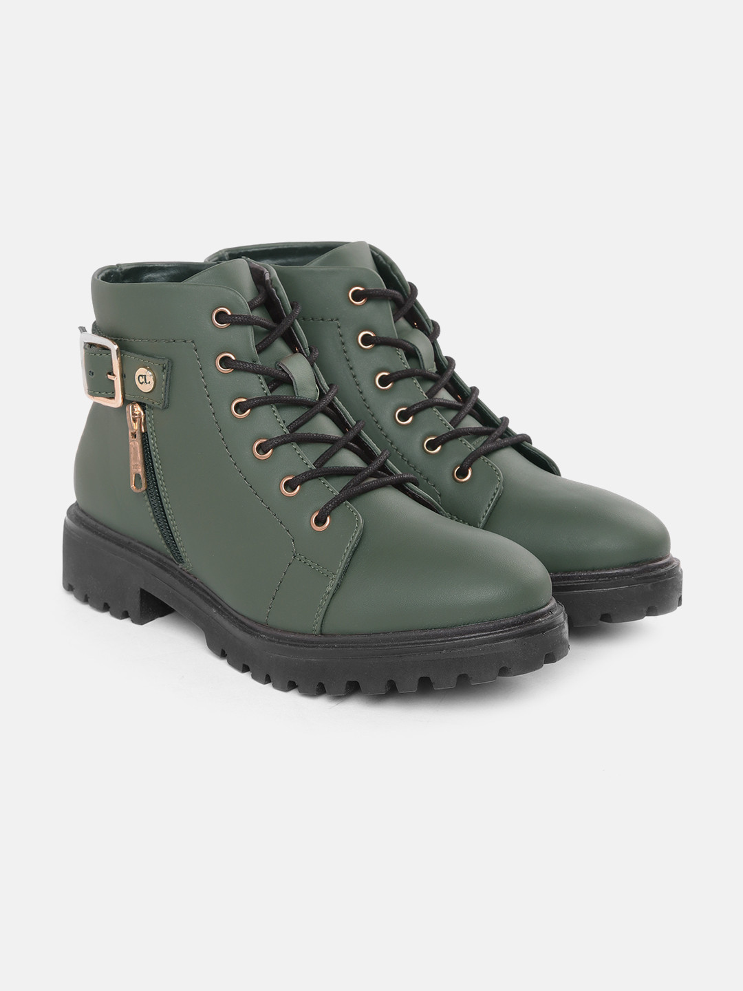 

Carlton London Women Olive Green Solid Mid-Top Regular Boots