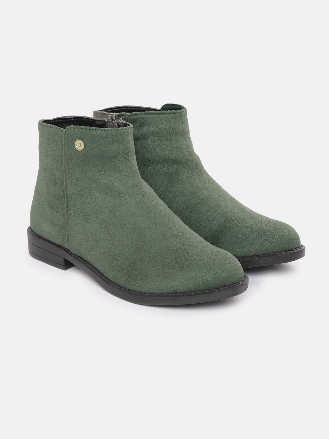 

Carlton London Women Olive Solid Mid-Top Regular Boots