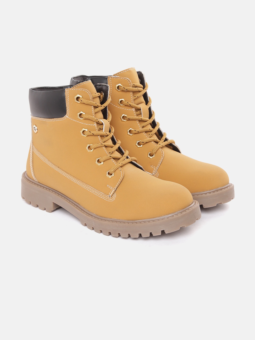 

Carlton London Women Mustard Solid Mid-Top Regular Boots