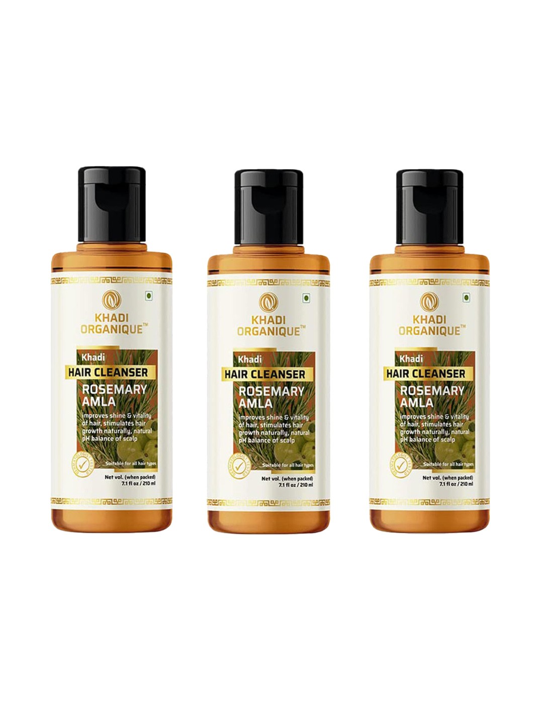 

Khadi Organique Set Of 3 Rosmary Amla Shampoo For Hair Growth 630 ml, Transparent