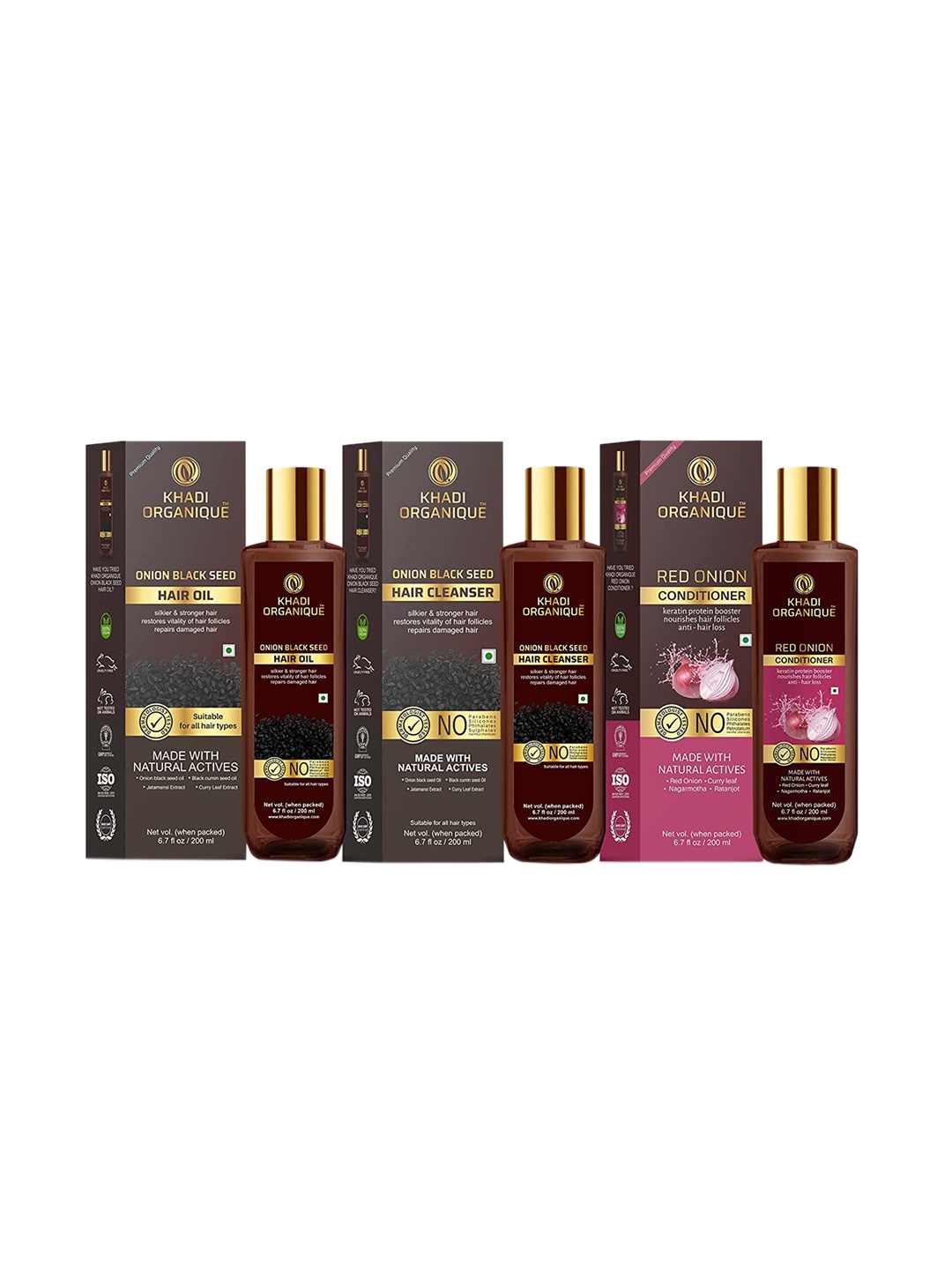 

Khadi Organique Set Of 3 Hair Care Kit 200 ml each, Transparent