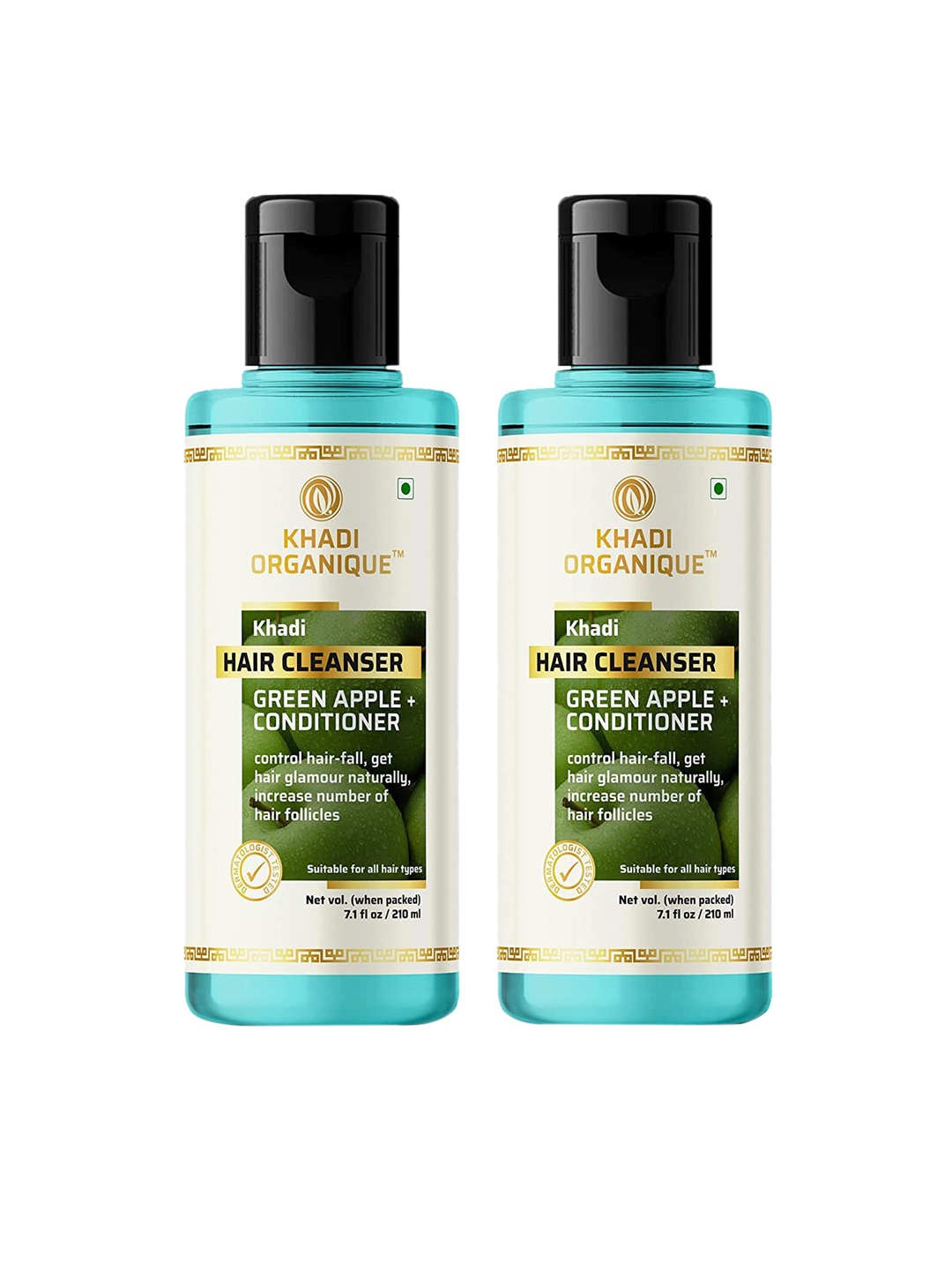 

Khadi Organique Set Of 2 Green Apple Hair Shampoo & Conditioner 420ml, Transparent