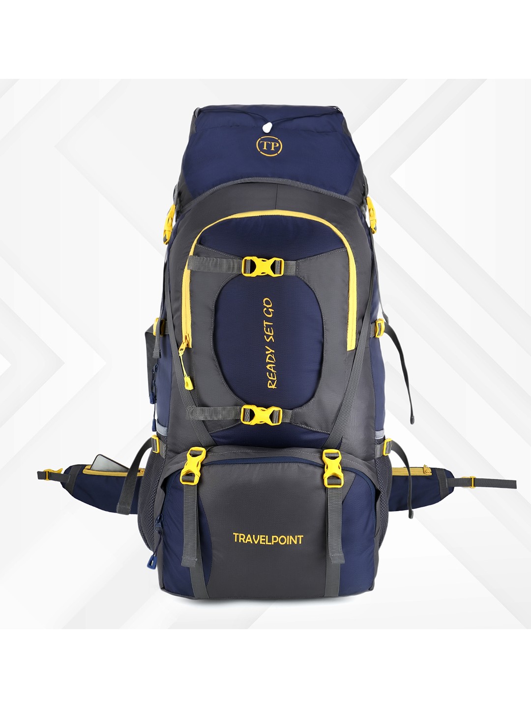 

TRAVEL POINT Navy Blue & Black Colourblocked Rucksack