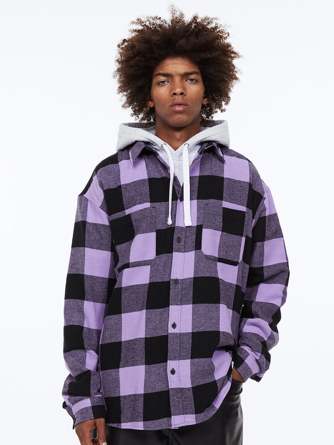 

H&M Men Purple Relaxed Fit Twill shirt