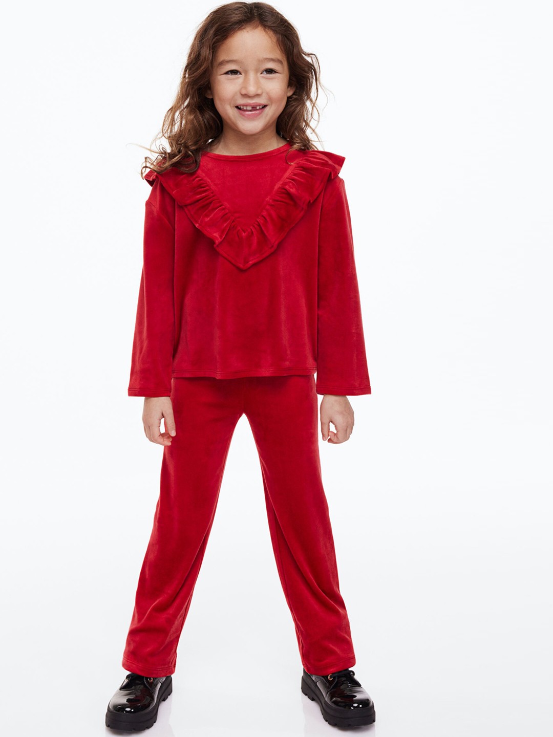 

H&M Girls Red 2-Piece Velour Set