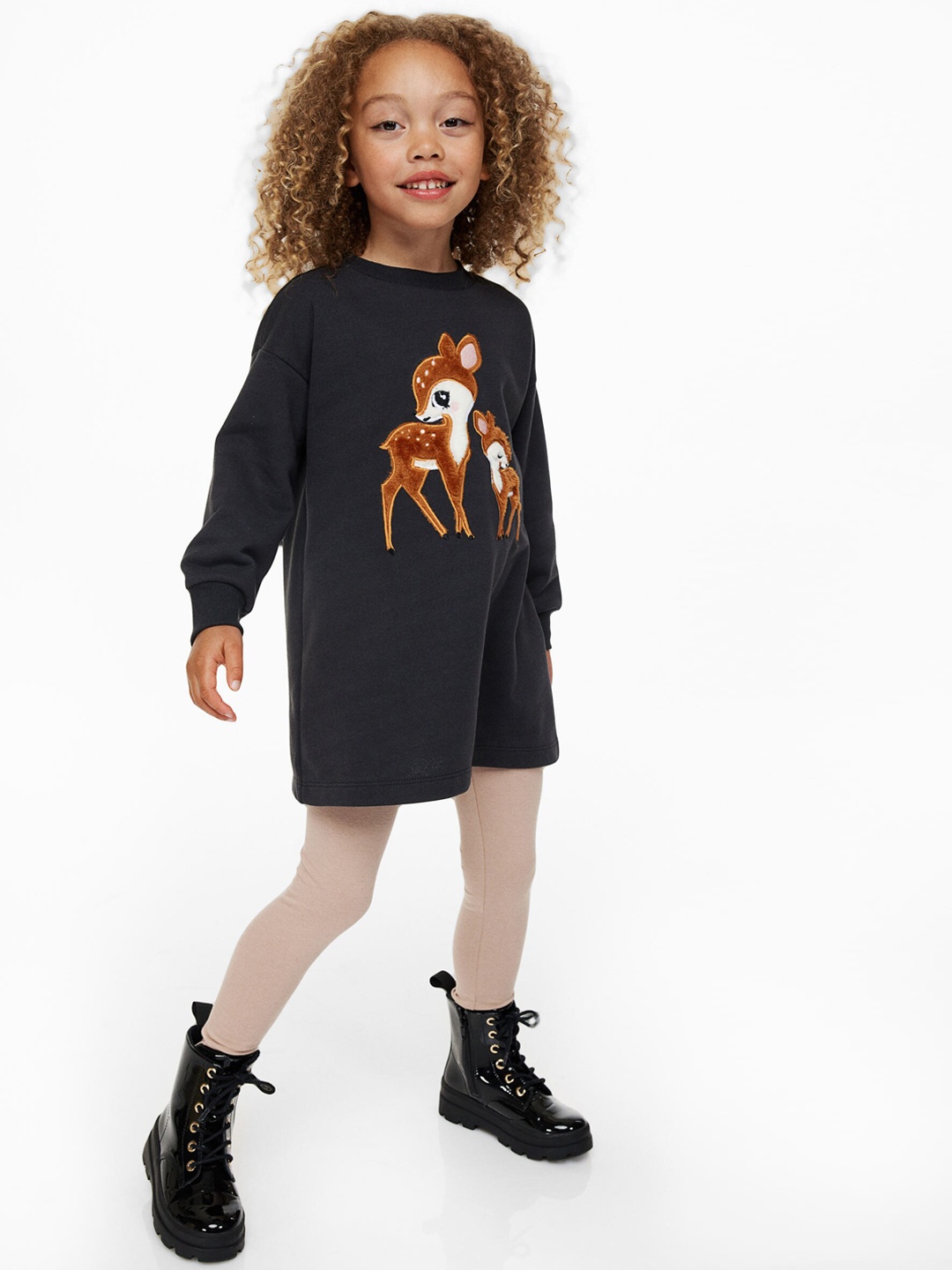 

H&M Girls Grey & Beige 2-Piece Printed Set