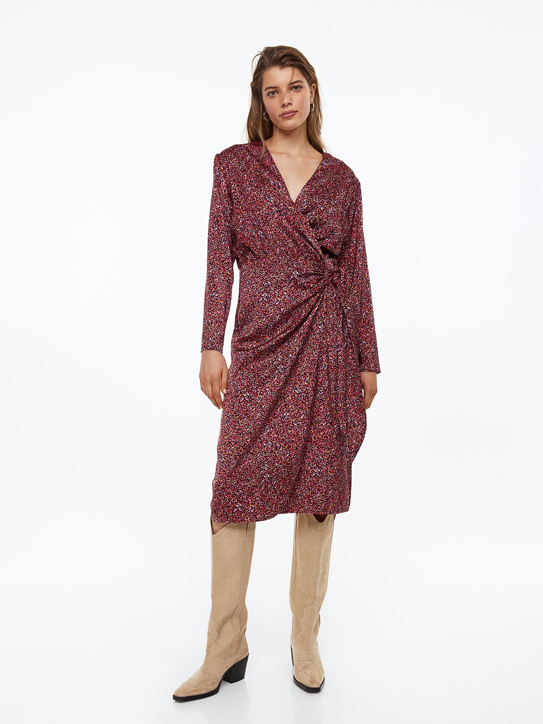 

H&M Woman Red Satin Wrap Dress