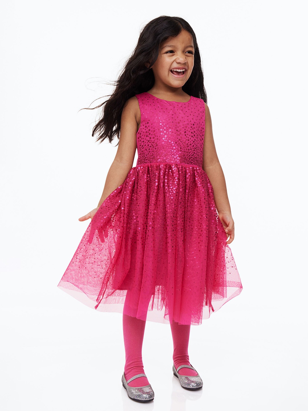

H&M Girls Pink Sequined Tulle Dress