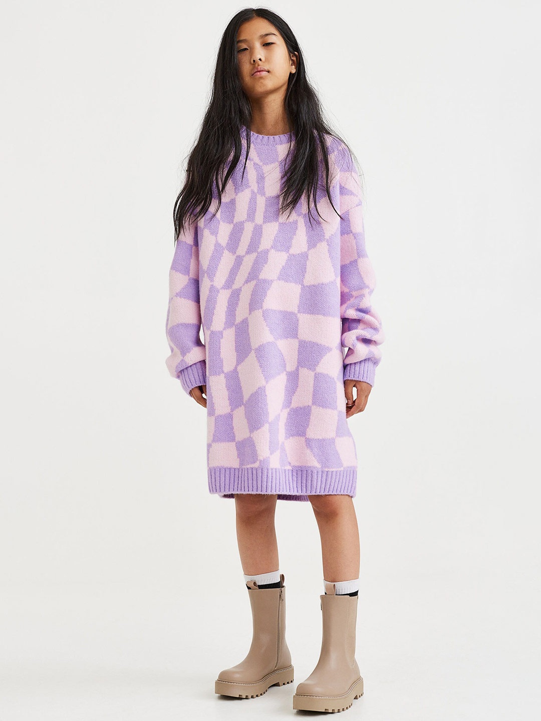 

H&M Girls Purple Knitted Dress