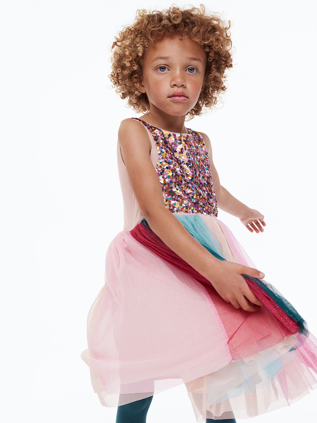 

H&M Girls Pink Sequined Tulle Dress