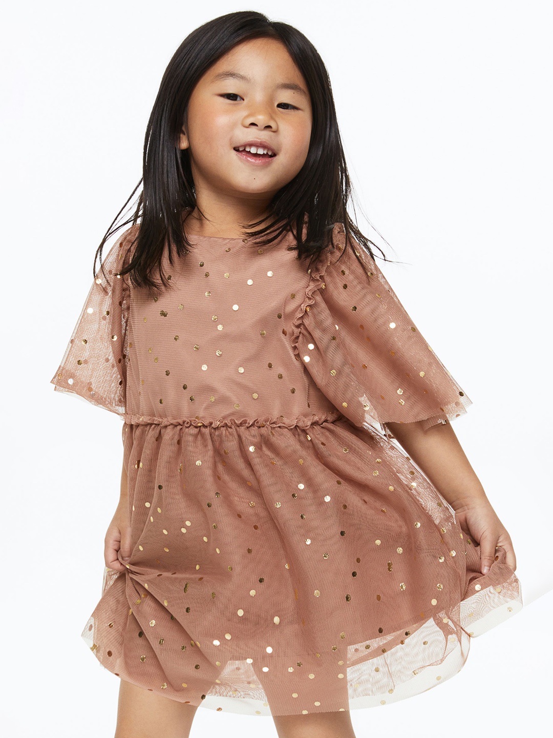 

H&M Girls Patterned tulle dress, Pink