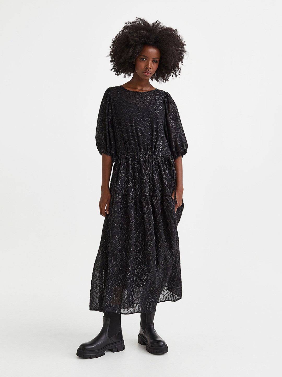 

H&M Woman Balloon-sleeved dress, Black
