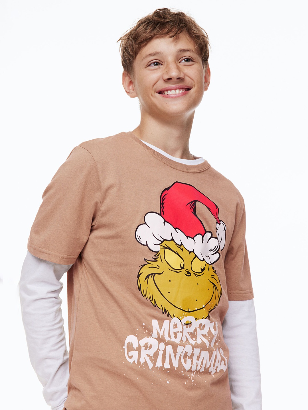 

H&M Kids Boys Beige Printed T-shirt