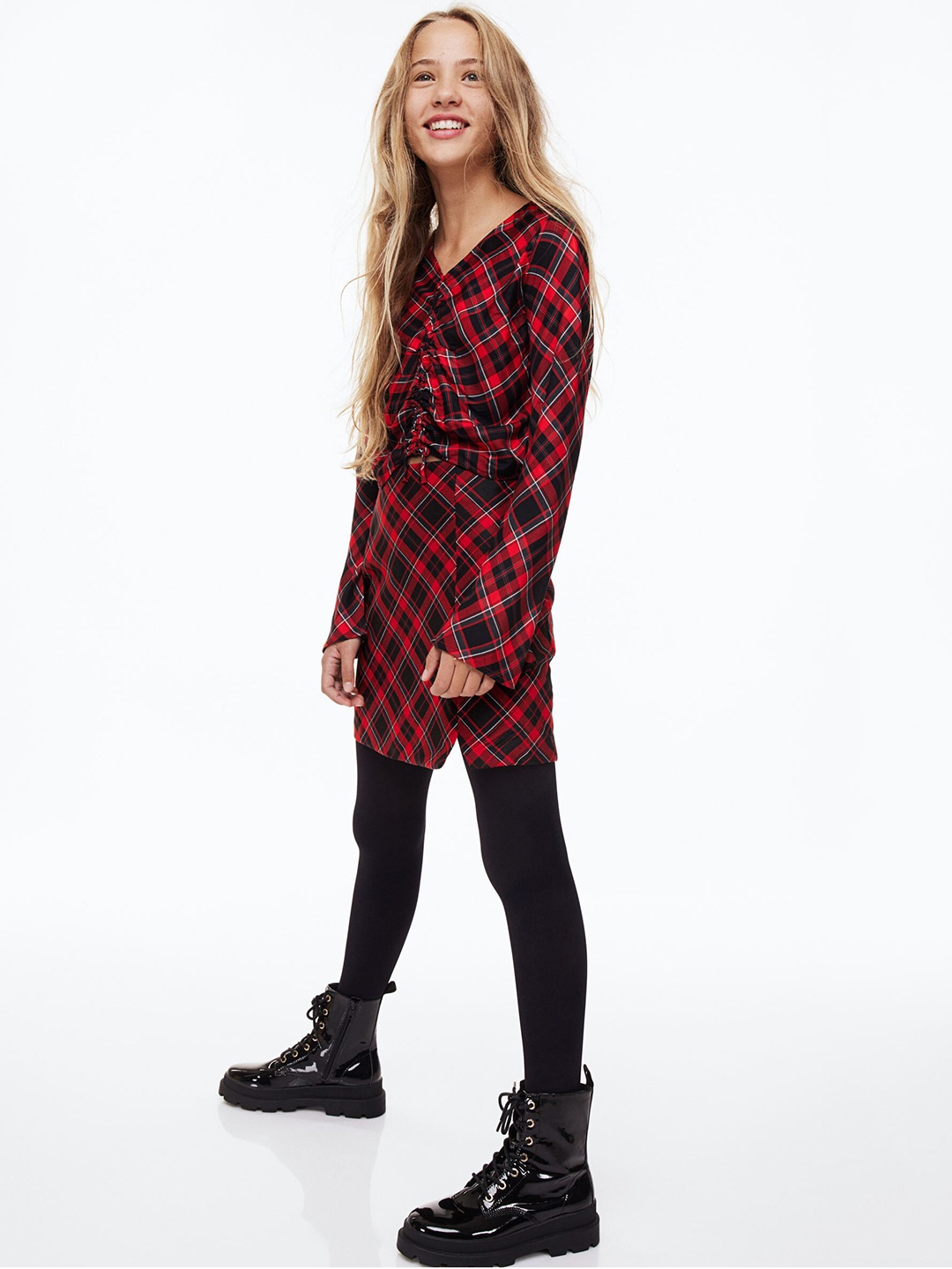 

H&M Girls Red & Black Checked Skirt