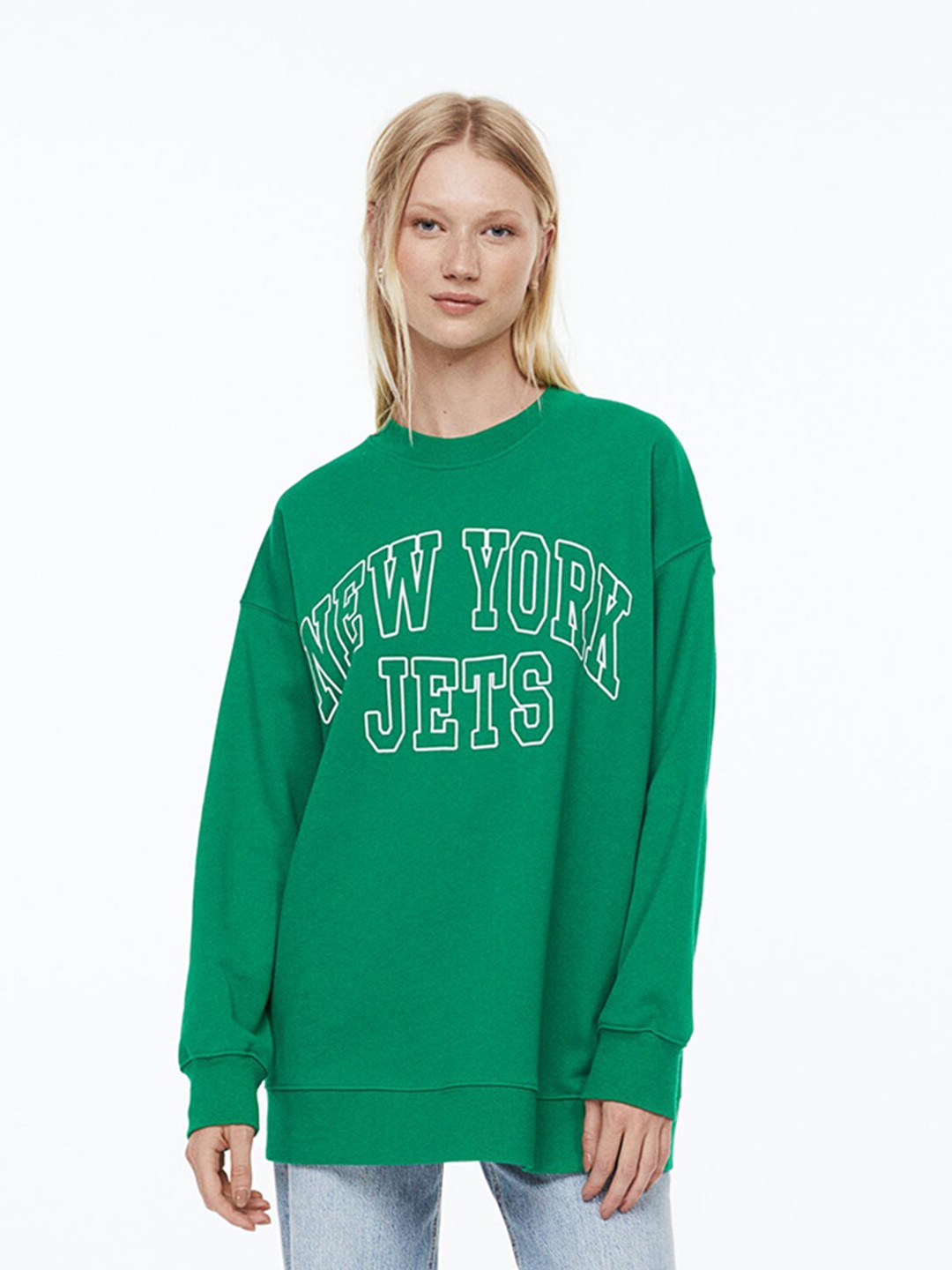 

H&M Women Green Oversized sweatshirt