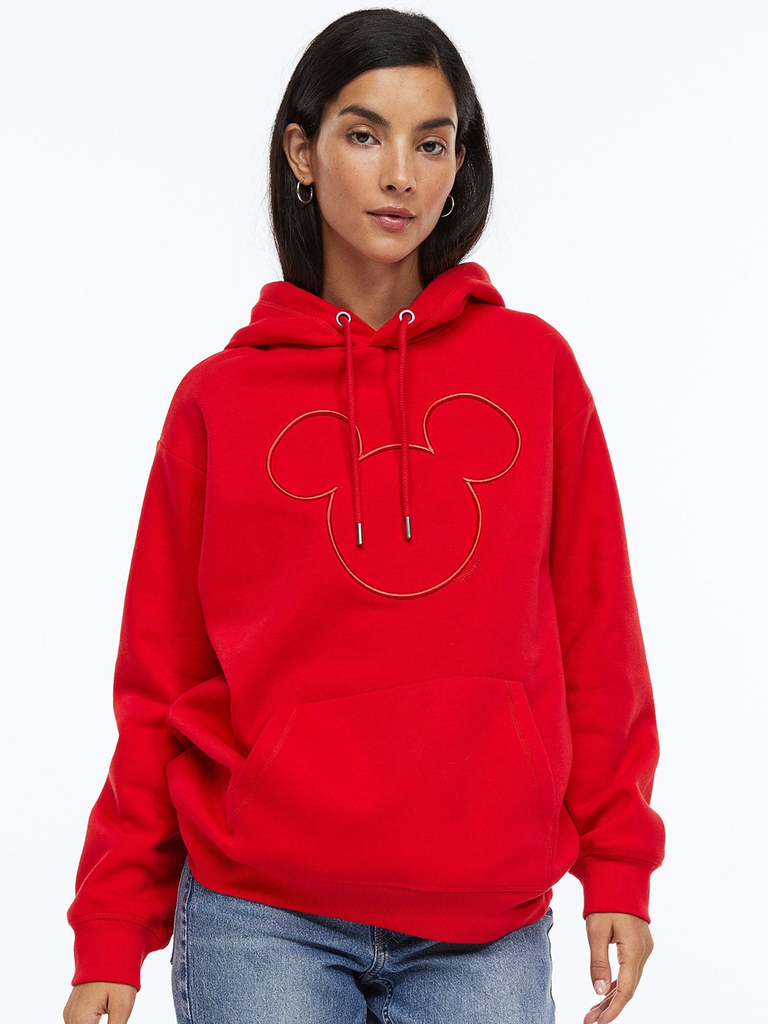

H&M Women Red Motif-Front Hoodie