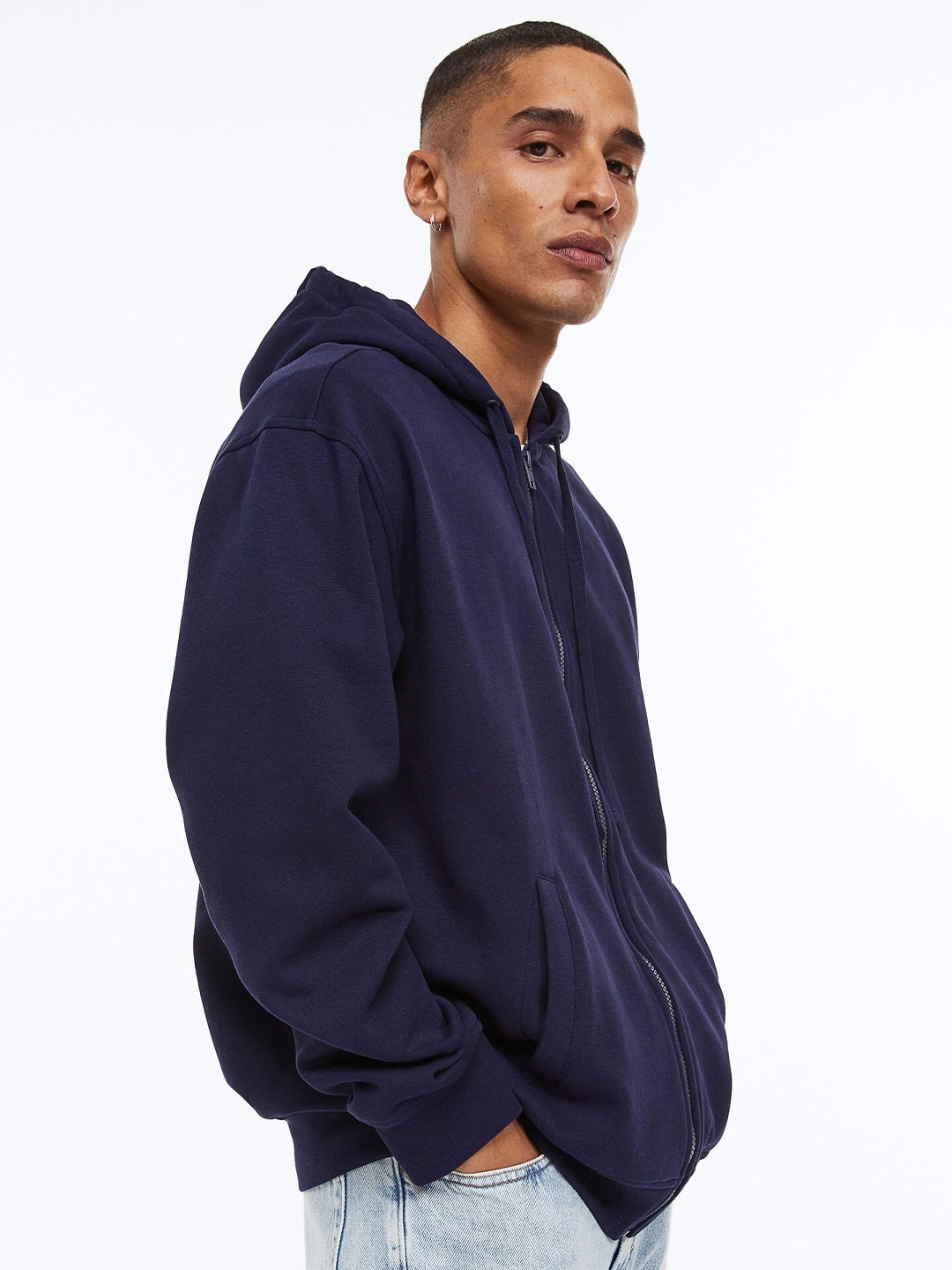 

H&M Men Relaxed Fit Zip-through hoodie, Blue