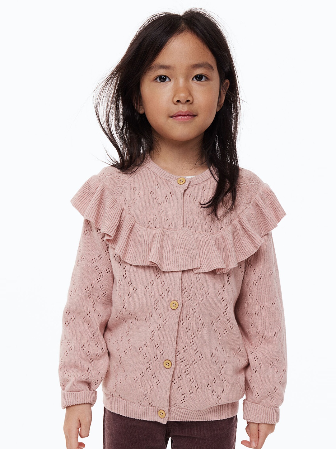 

H&M Girls Pink Textured-Knit Cardigan