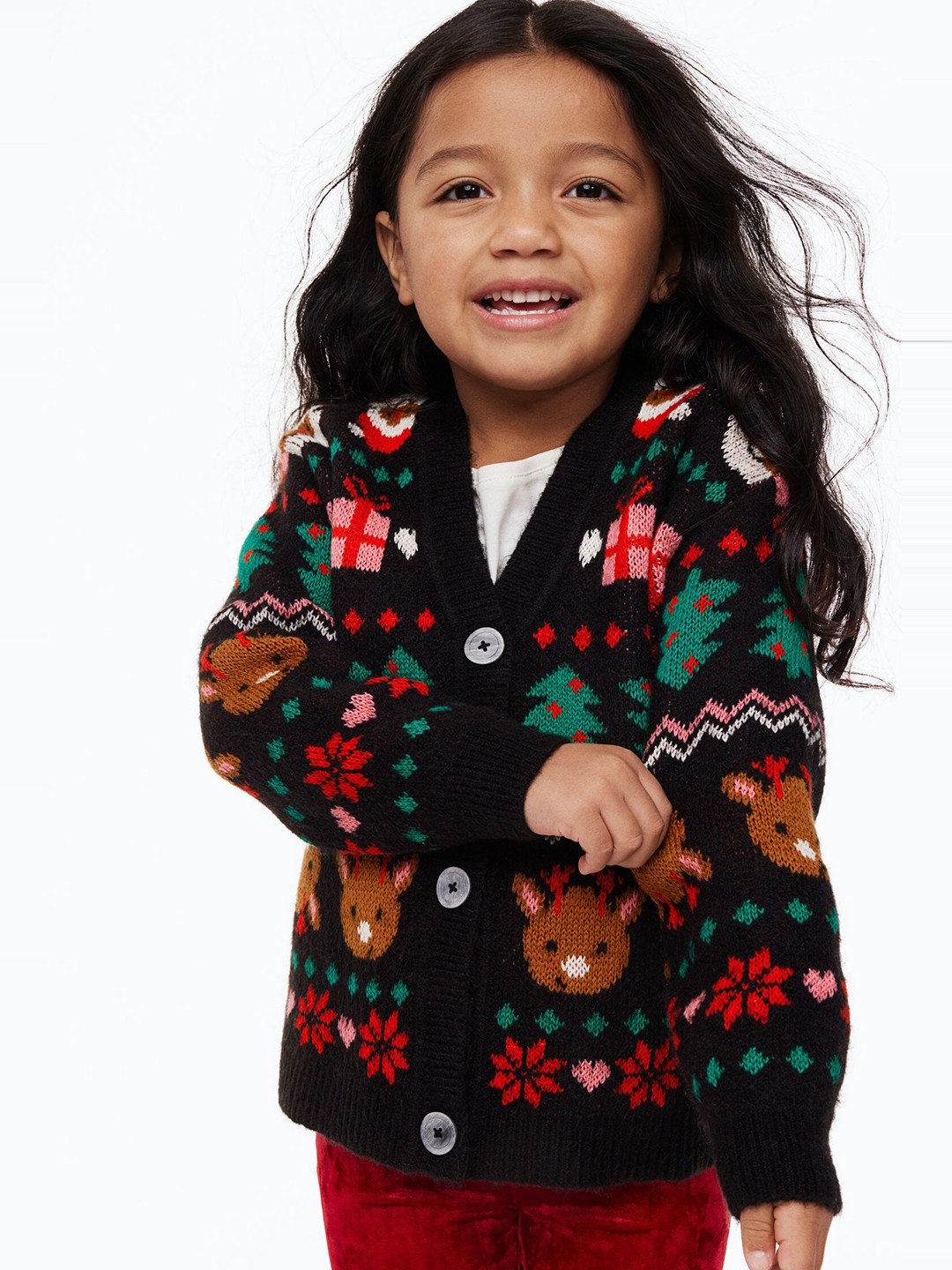 

H&M Girls Black Patterned Cardigan