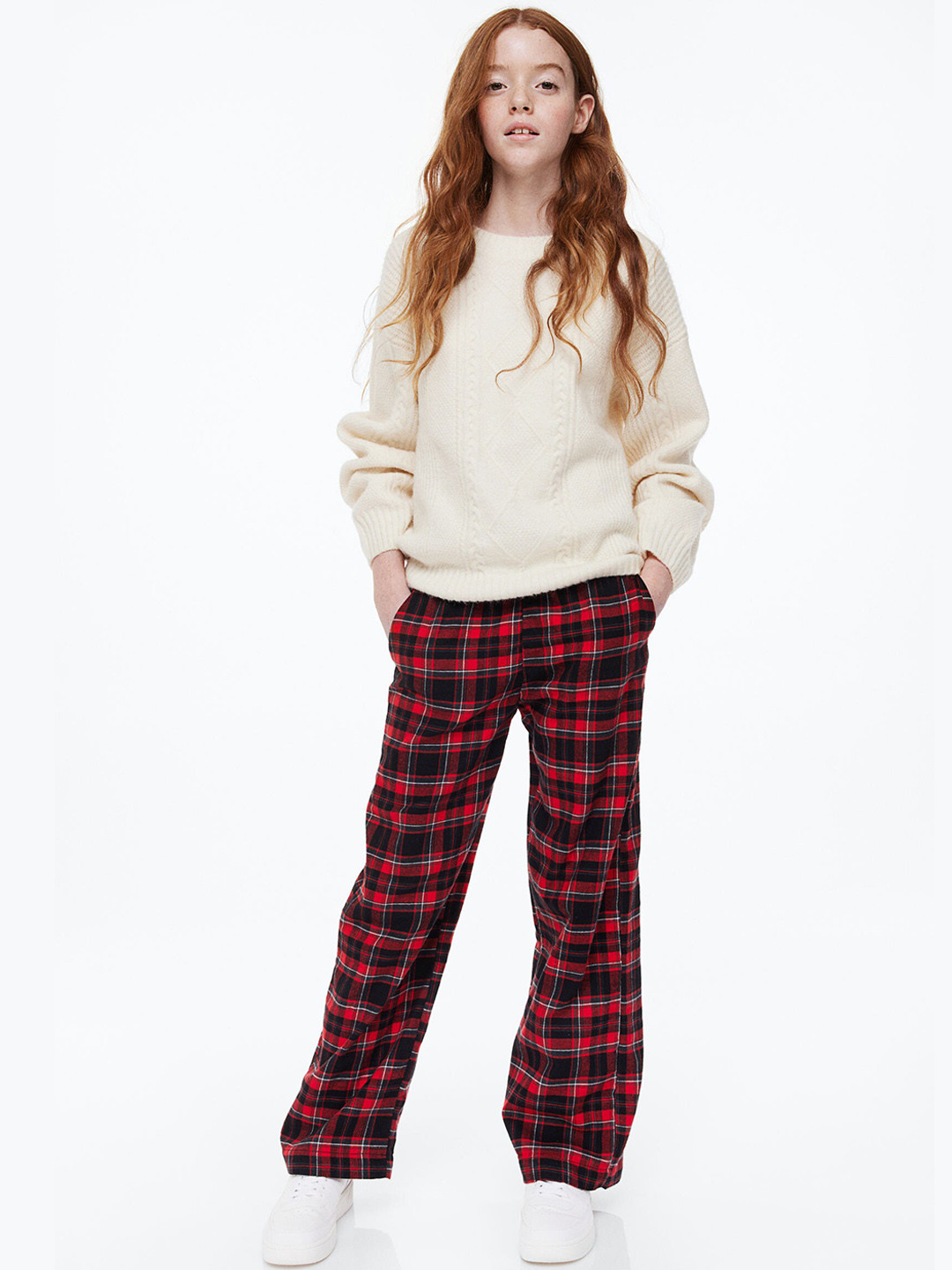 

H&M Girls Red Cotton Pull-On Trousers