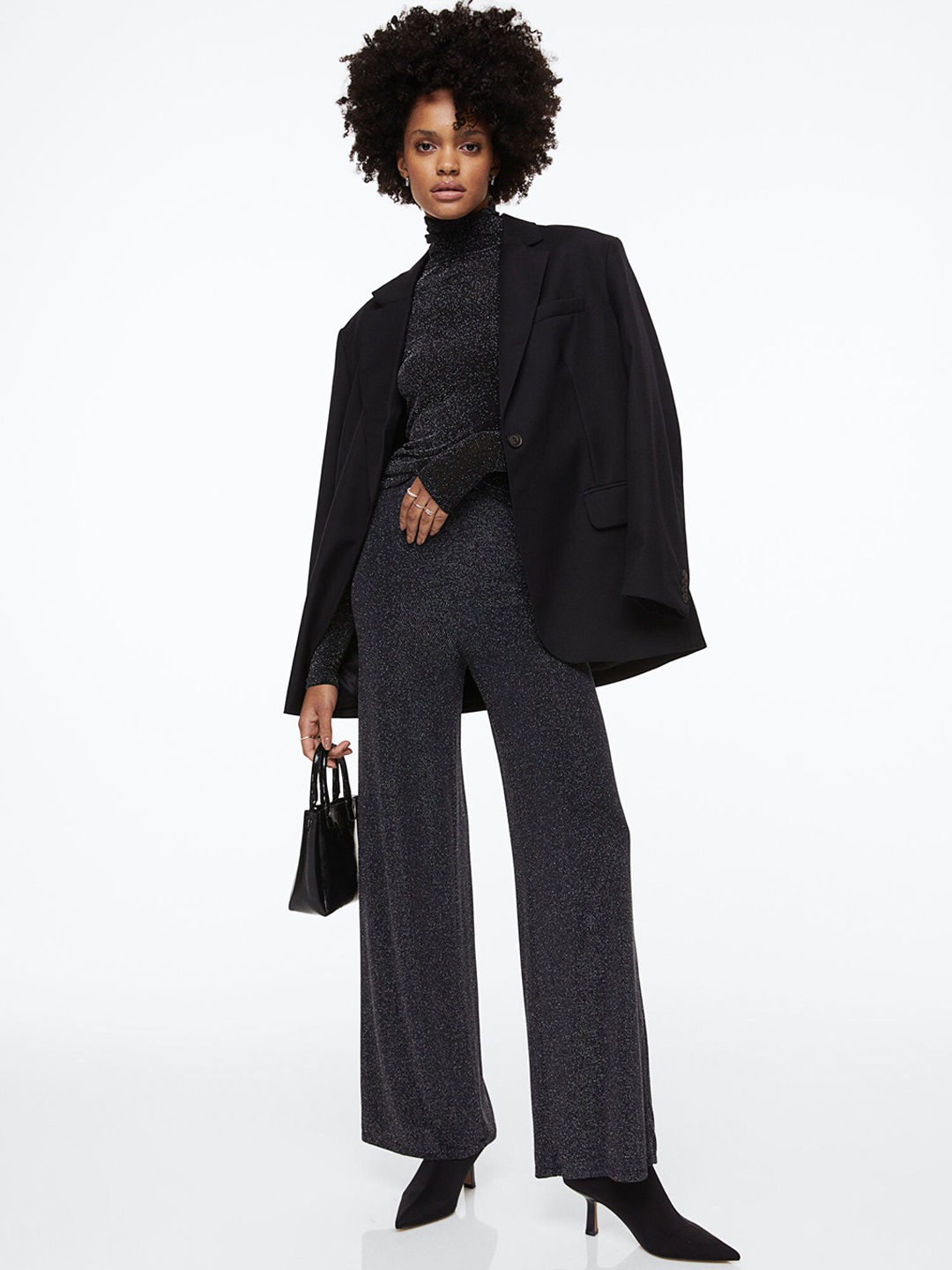 

H&M Women Black Wide Jersey Trousers