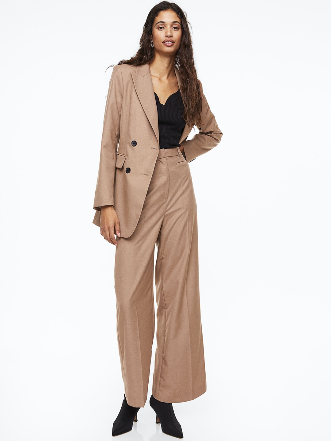 

H&M Women Beige Straight Trousers