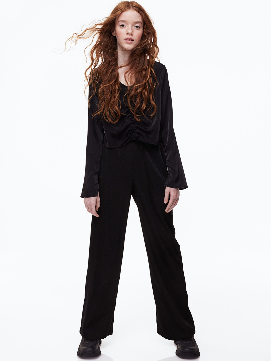 

H&M Girls Black Loose Fit Trousers