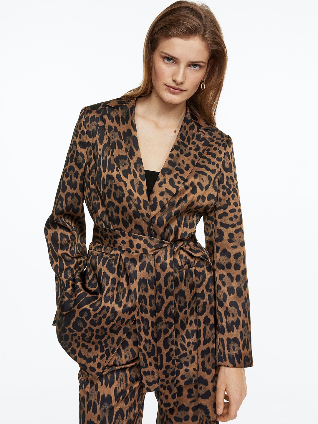 

H&M Woman Brown Tie-Belt Blazer