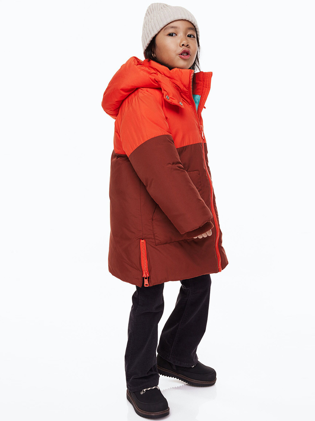 

H&M Girls Brown & Red Padded Jacket